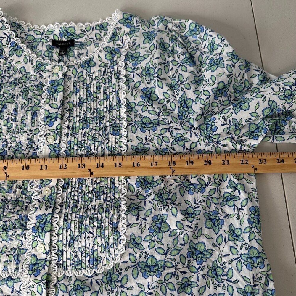Talbots Lace Trim Top Floral Sz XL Petite Button‎ Up - Picture 11 of 11